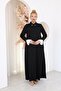 Plus Size Dress with Stone Collar and Detailed Sleeves