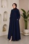 Hajj and Umrah Medina Silk Modern Cut Loose-Fitting Gathered Robe Ferace - 3