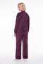 Women's Burgundy Winter Tracksuit Set with Adjustable Waist, Front Zipper, Stone Detail, and Accessories - 4
