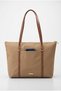 Women's Mink Color Buzzy Fabric Shoulder Bag with Zipper, Large Internal Volume, Daily Use Bag - Front Pocket Detail