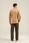 Men's black 100% cotton long sleeve pajama set, crew neck, pocket detailed - 3