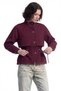 Women's Garnished Waist Gathered Lace Detailed Short Trench Coat - Burgundy - 2