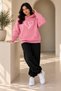 Women's Plus Size Heart J Printed Oversize 2-Piece Tracksuit Set – Hooded Hoodie & Jogger Pants