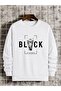 Black Design Printed Cotton 3 Thread Ribbed Crew Neck Oversize Sweatshirt