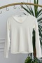 V-Neck Blouse with Finger Detail - 3