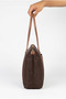 Women's Brown Buzzy Fabric Shoulder Bag with Zipper, Large Internal Volume, Daily Use Bag - Front Pocket Detail - 3