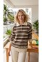 Women's Polo Neck Striped Basic Knit Sweater - 2