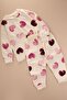 Patterned Pajama Set 2-8 Years Ecru Heart Patterned