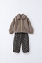 Girl's 2-Piece Oversize Set Fur Plush Jacket Polka Dot Jeans Trousers Holiday Casual - 4