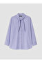 Two Mt Shop Quality Lcw Curve Blue Plus Size Women's Shirt with Scarf Tie - 3