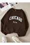 Chicago Printed Cotton 3 Thread Threaded Crew Neck Oversize Sweatshirt