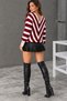 Women's V-Neck Detailed Buttoned Striped Knitwear Sweater - 3