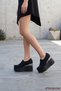 Lumi Black Stretch Round Toe Stone Detailed Hidden Wedge Heeled Casual Shoes - 2