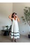 Ecru V-Neck Striped Dress