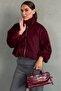 Burgundy Cashmere Bomber Women's Jacket Mg2902 - 2