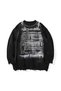 Vintage Harajuku Graffiti Patterned Unisex Oversize Black Sweatshirt - 3
