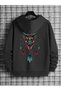 Men's Black Hooded Back Printed Sweatshirt Autumn Winter Season