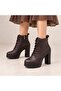 Women's Lace-Up Zippered Platform Heeled Boots - 2