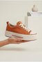 Women's Suede Platform Sole Sneaker Contrast Toe Lace-Up Comfortable Walking and Casual Sports Shoes Thick Sole Sneaker - 3