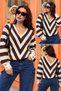 Women's Striped V-Neck Button Detailed Knitwear Sweater - 3