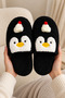 Women's Plush, Soft, Winter House Slippers with Penguin Figure
