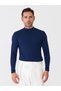Turtleneck Crepe Fabric Long Sleeve T-Shirt - 3