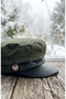 Women's Suede Textured Leather Visor Captain Hat Vintage Cap Ribbon Detailed Winter Painter Hat Baker Boy Trend Accessory - 2
