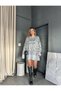 Leopard Patterned Crew Neck Oversize Knitwear Sweater Dress Aw26Kz00076