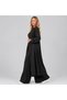Black Three-Piece Suit, Kimono, Trousers and Crop Tank Top Combination, Comfortable Cut, Stylish Suit - 2