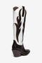 Brown White Matte Leather Embroidered Western Cowboy Boots - 3