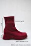 Burgundy Stretch Sock Boots Thick Sole Round Toe Casual Ankle Boots - 2