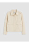 Two Mt Shop Quality Lcw Everyday Ecru Gabardine Plain Oversize Women's Shirt Jacket - 5
