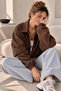 Seasonal Zippered Bomber Jacket Oversize Comfortable Fit - Brown Fs3434 - 2