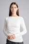 Kayık Yaka Ribana Ecru Women's Long Sleeve T-Shirt G1581Ax/Er105 - 3