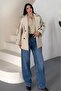 Agli̇mmer Vi̇ral Women's Cape Collar Belted Short Lined Ecru Cashmere Coat - 2