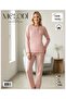 Women's dusty pink 100% cotton jersey pajama set, long sleeve button-down collar, women's pajama set with pockets. - 4