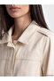 Two Mt Shop Quality Lcw Everyday Ecru Gabardine Plain Oversize Women's Shirt Jacket - 3