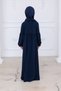 Reglan Sleeve Gathered Girl's Dress - Navy Blue - 2