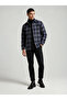 Black Navy Blue Striped Slimfit Lumberjack Men's Shirt - 4