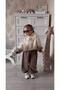 Girl's Brown Oversized Fit, 100% Cotton Hooded Full-Fit Two-Piece Set