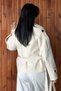 Agli̇mmer Vintage Women's Stand Collar Belted Short Lined Ecru Cashmere Coat - 4