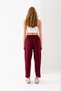 Women's Burgundy Balloon Fit Seasonal High Waist Trendy Casual Modal Fabric Ribbed Front Sweatpants with Pockets - 7