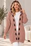 Women's Hooded Long Sleeve Open Front Argyle Patterned Stripe Detailed Stylish Relaxed Fit Casual Cinnamon Knitwear Cardigan - 6