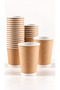 25 Pcs 14 oz Double Wall Kraft Coffee Cups Without Lids Double Wall Hot Beverage Paper Cups - 2