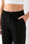 Women's Black Balloon Fit Seasonal High Waist Trendy Casual Modal Fabric Ribbed Front Sweatpants with Pockets - 5