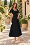 Women's Flounce Sleeves Square Neck Midi Length Dress Wedding Engagement Promise Graduation - 2