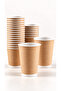 75 Pcs 14 oz Double Wall Kraft Coffee Cups Without Lids Double Wall Hot Beverage Paper Cups - 2