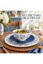 Porcelain ROSY 18-Pc Dinner Set – Blue - 6 Dinner Plates, 6 Side Plates & 6 Small Bowls - 5