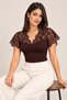 Women's Short-Sleeved Lace Detailed Soft Fabric Bady Blouse - 2
