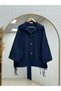 Nurbanu Collar and Sleeve Drawstring Pocket Jacket-Nl1097 Navy Blue - 2
